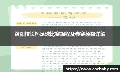 洛阳校长杯足球比赛规程及参赛须知详解